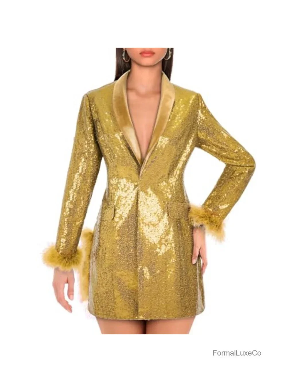 Sequin Jacket Long Sleeve Sparkly Blazer with Lining
